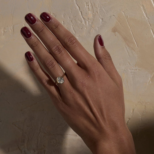 Oval Lab Grown Diamond Bezel Solitaire Engagement Ring