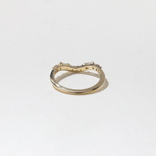 0.26 TCW Round & Baguette V Shape Wedding Band