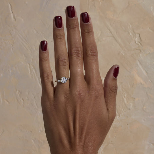 Round Lab Grown Diamond Three Stone Engagement Ring
