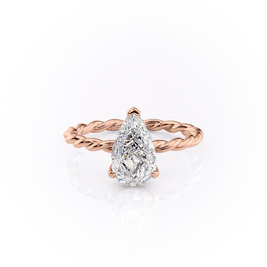 2.0 CT Pear Shaped Solitaire Twisted Rope Moissanite Engagement Ring