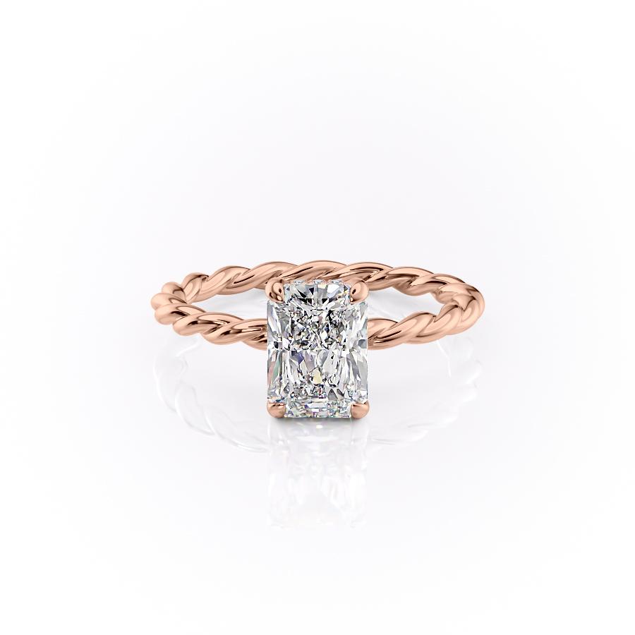 2.0 CT Radiant Cut Solitaire Twisted Rope Moissanite Engagement Ring