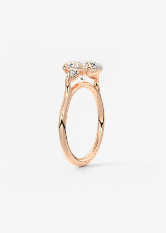 Oval Three Stone Lab Grown Diamond Engagement Ring