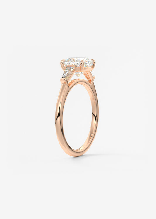 Cushion Three Stone Lab Grown Diamond Engagement Ring