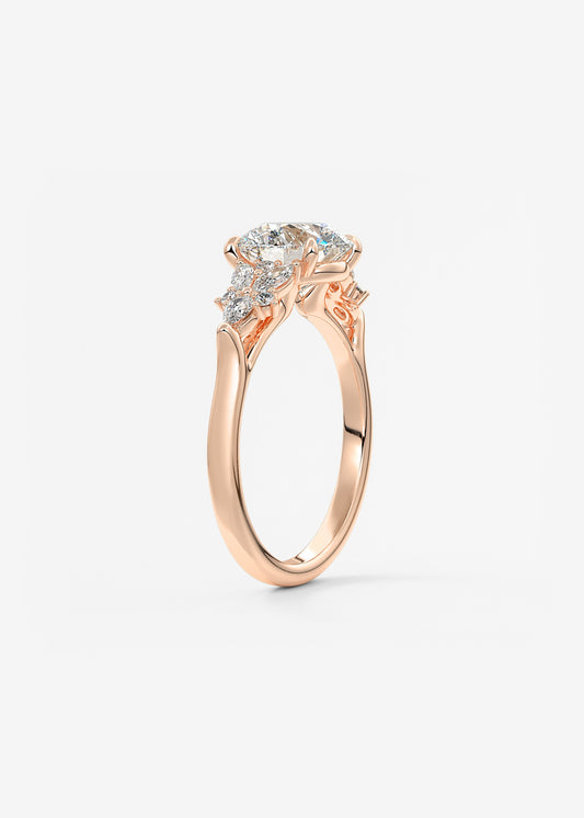 Round Cluster Lab Grown Diamond Engagement Ring