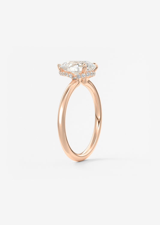 Pear Hidden Halo Lab Grown Diamond Engagement Ring