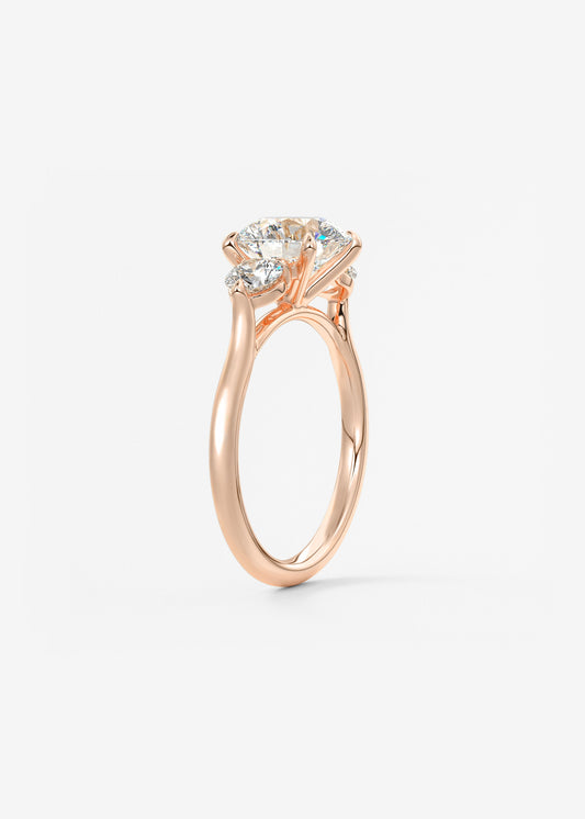 Round Hidden Halo Pave Lab Grown Diamond Engagement Ring