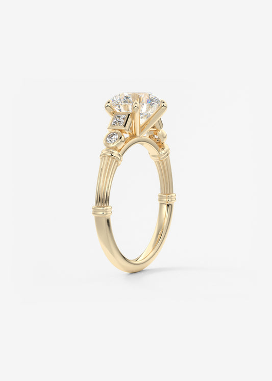 Round Art Deco Lab Grown Diamond Engagement Ring