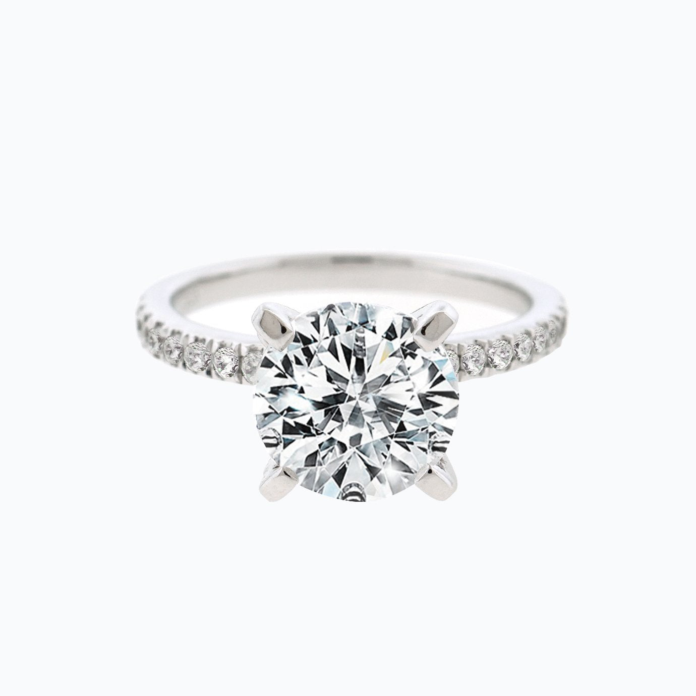 1.50 CT Round Shaped Moissanite Solitaire Pave Setting Engagement Ring