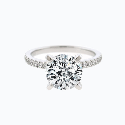 1.50 CT Round Shaped Moissanite Solitaire Pave Setting Engagement Ring