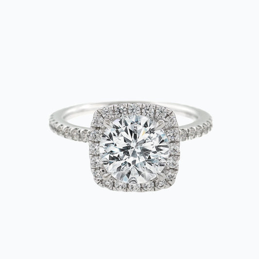 1.50 CT Round Shaped Moissanite Halo Engagement Ring