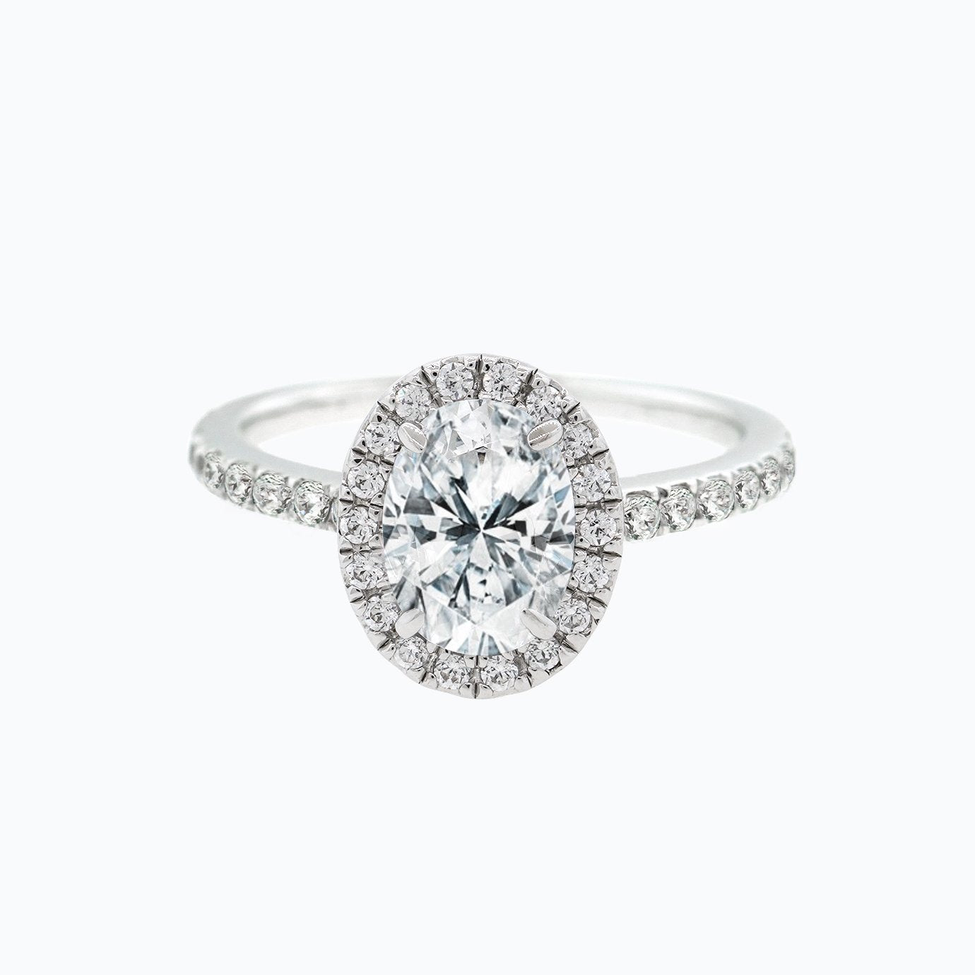 1.50 CT Oval Shaped Moissanite Halo Engagement Ring