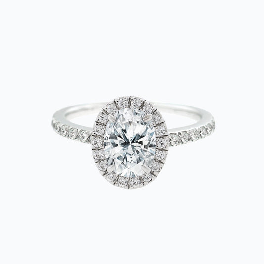1.50 CT Oval Shaped Moissanite Halo Engagement Ring