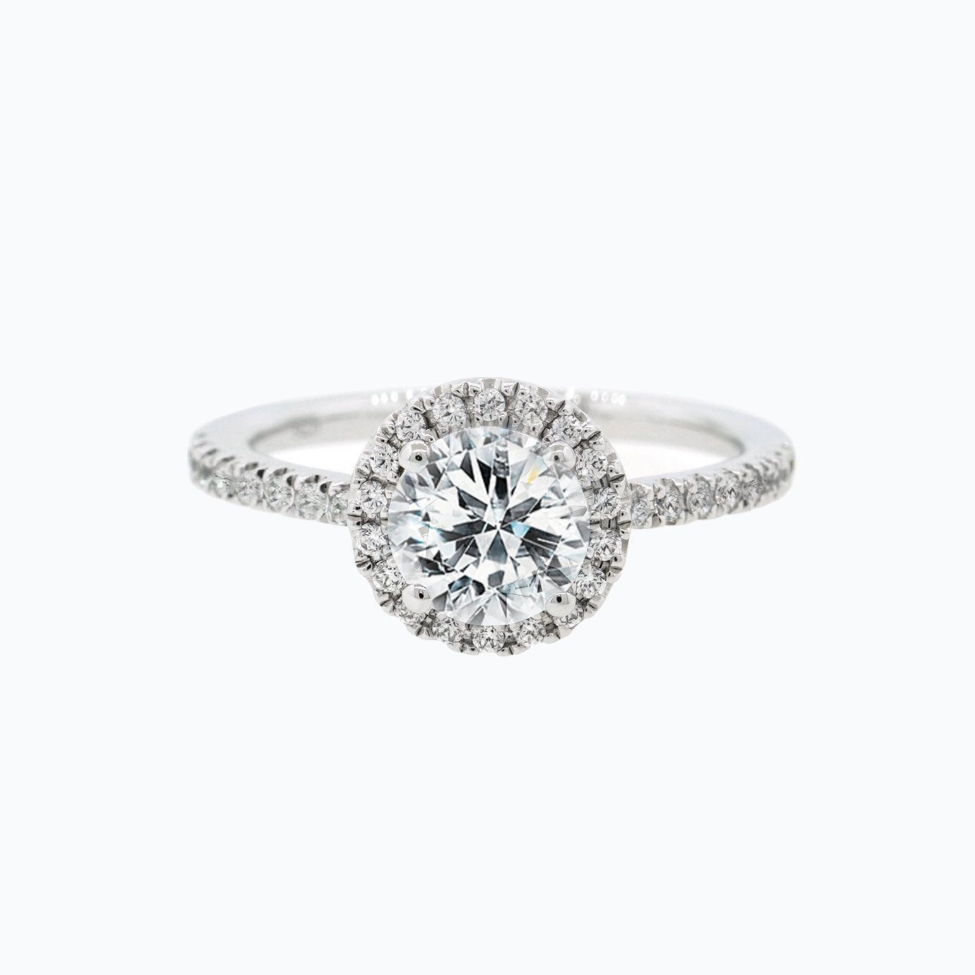 1.0 CT Round Shaped Moissanite Halo Engagement Ring