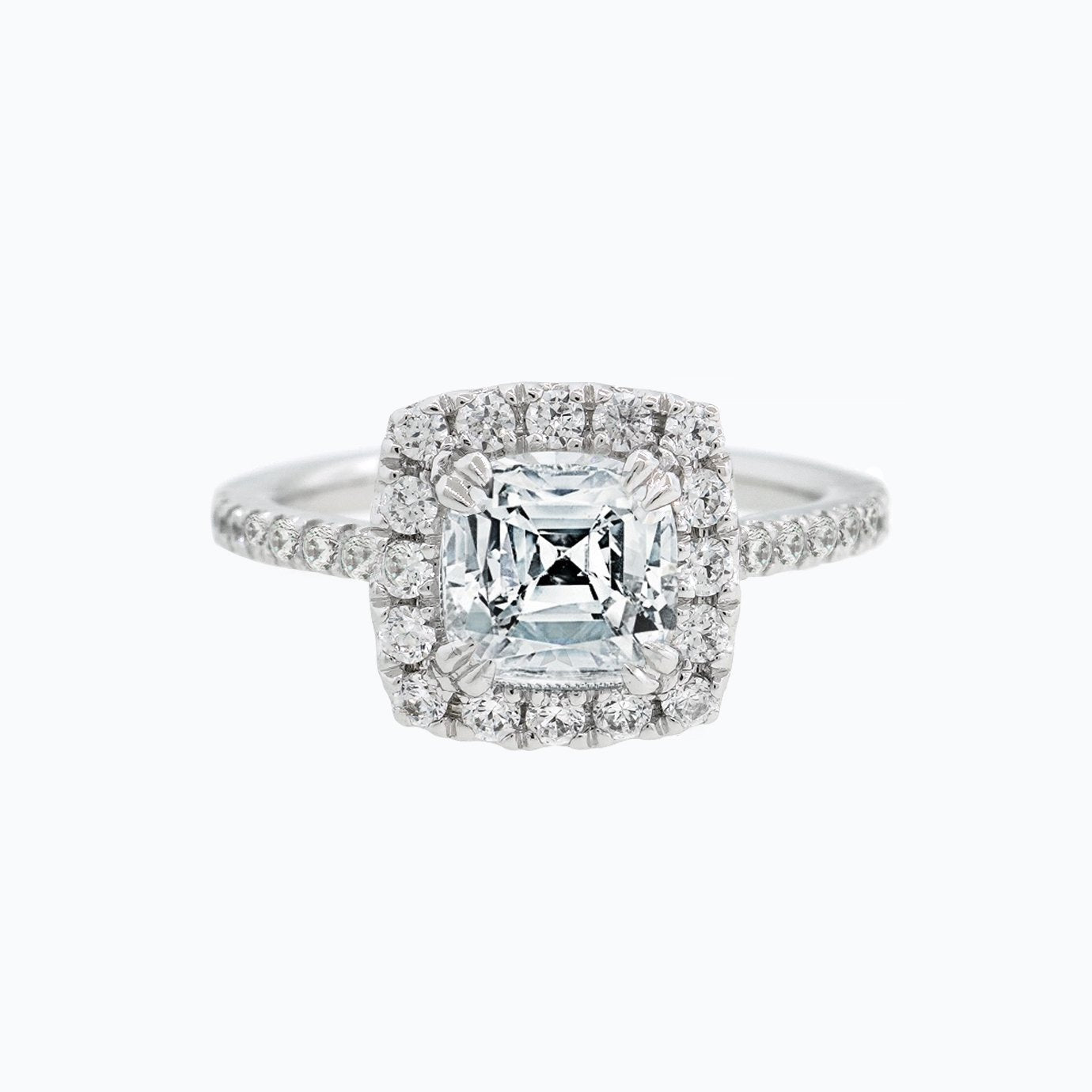 1.50 CT Cushion Shaped Moissanite Halo Engagement Ring