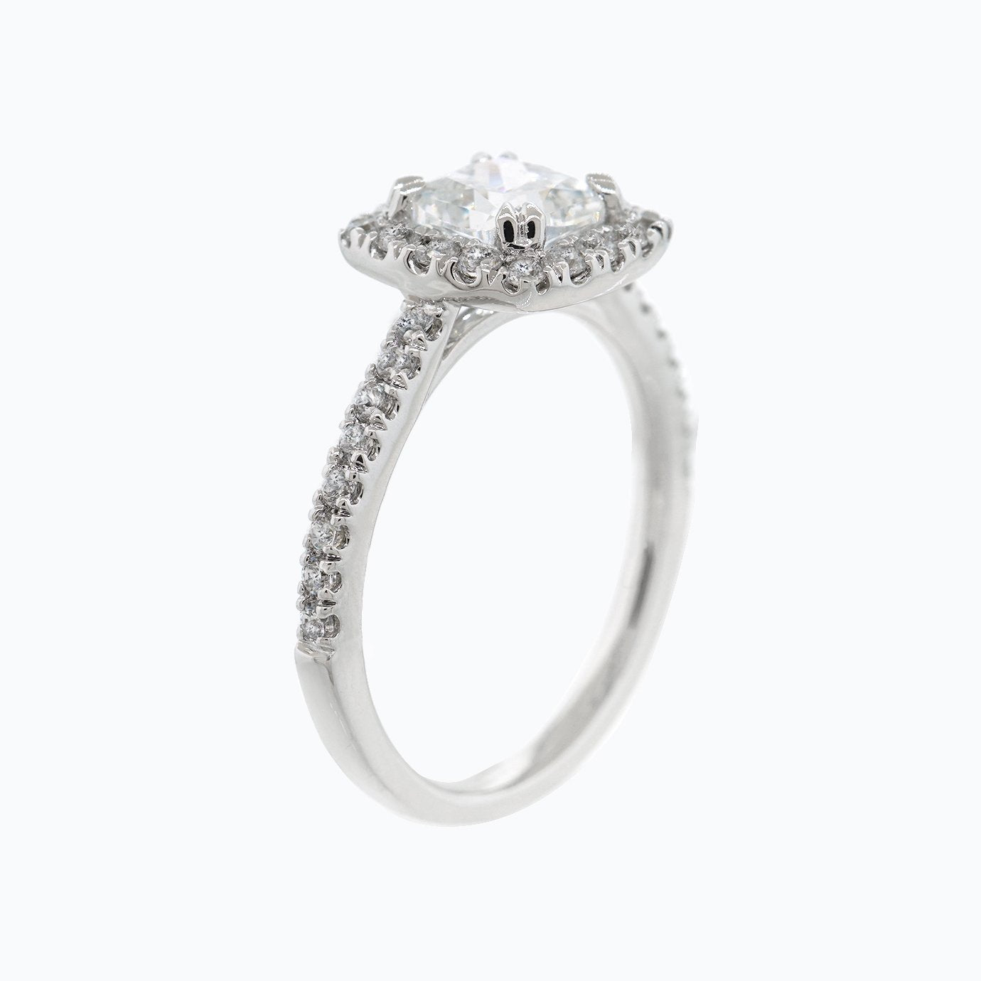1.50 CT Cushion Shaped Moissanite Halo Engagement Ring
