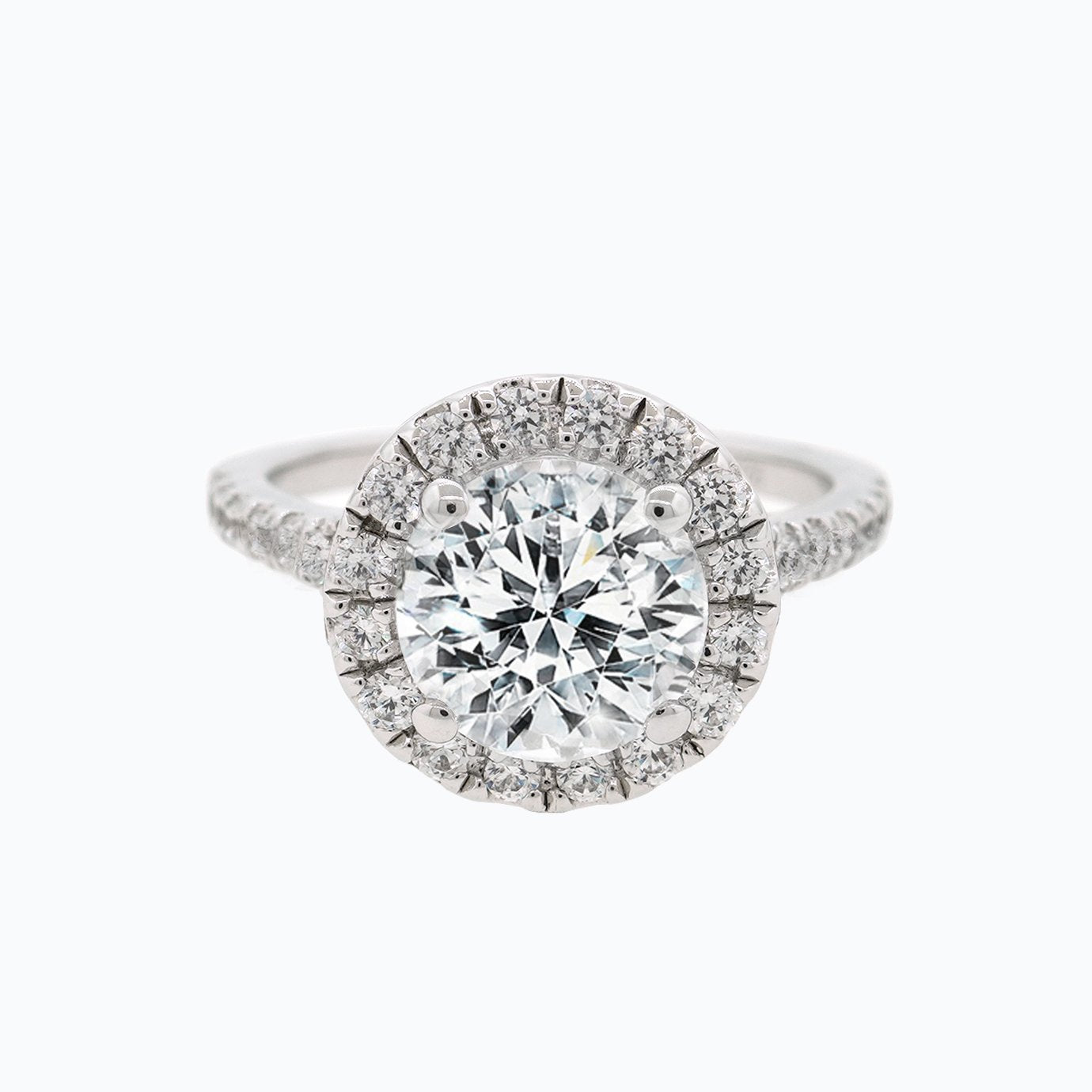 1.50 CT Round Shaped Moissanite Halo Engagement Ring