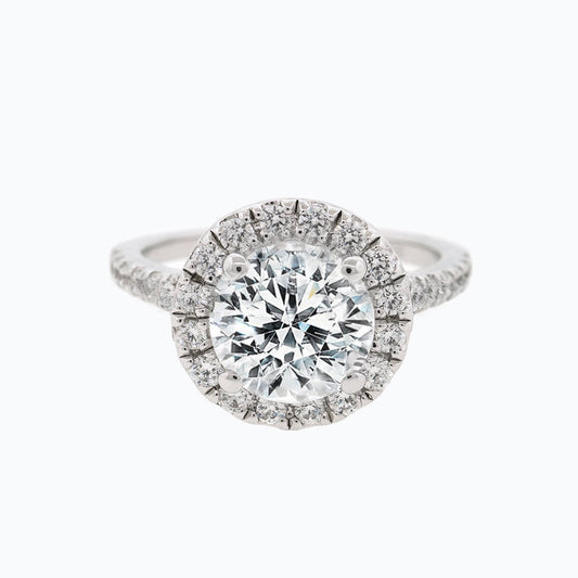1.50 CT Round Shaped Moissanite Halo Engagement Ring