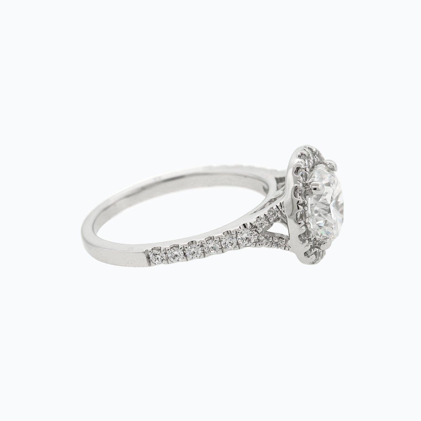 1.50 CT Round Shaped Moissanite Halo Engagement Ring
