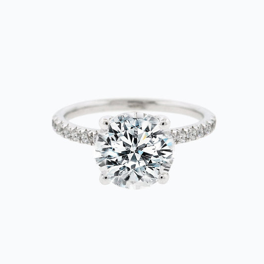 2.0 CT Round Shaped Moissanite Hidden Halo Engagement Ring