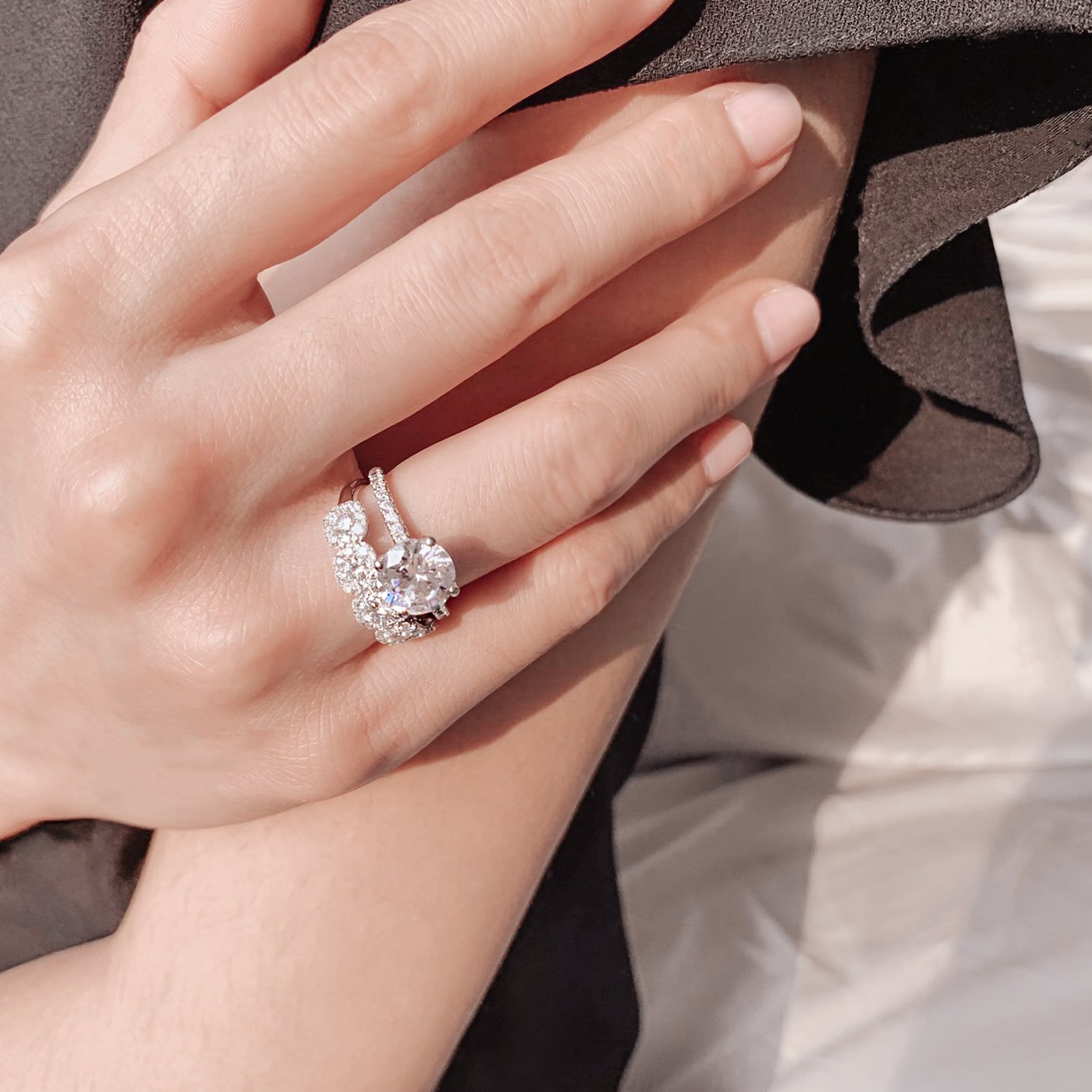 2.0 CT Round Shaped Moissanite Hidden Halo Engagement Ring