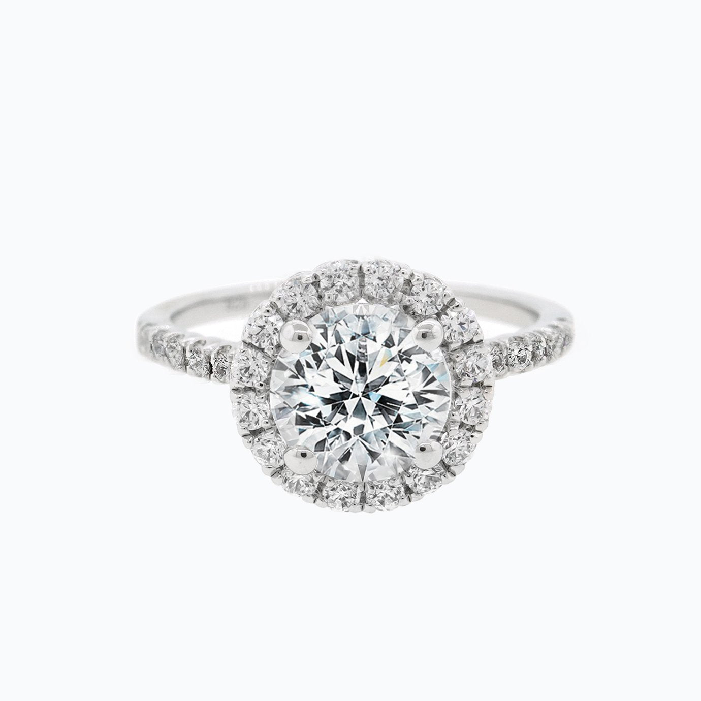 1.0 CT Round Shaped Moissanite Halo Engagement Ring