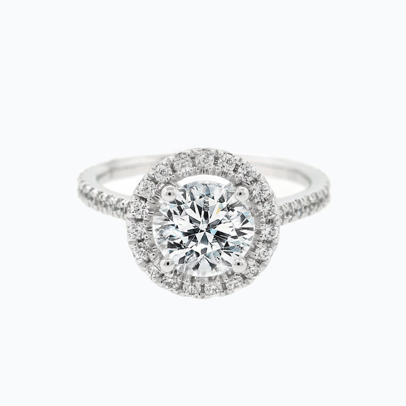 1.0 CT Round Shaped Moissanite Halo Engagement Ring