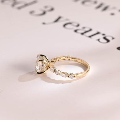 Stunning 1.0 - 2.0 CT Oval Moissanite Engagement Ring with Pave & Hidden Halo Design 5