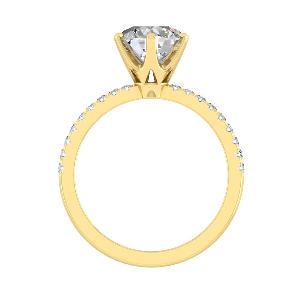 1.85 CT Round Cut Solitaire Pave Moissanite Engagement Ring