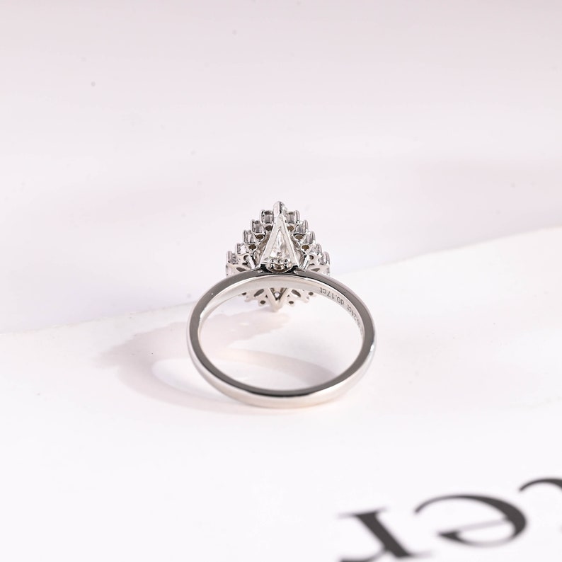 Stunning 1.0 - 2.0 CT Pear Moissanite Engagement Ring with Cluster Design 3