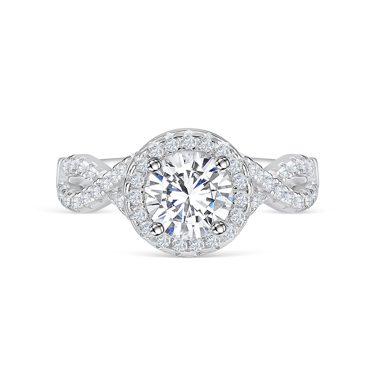 1.50 CT Oval Cut Halo Twisted Pave Moissanite Engagement Ring