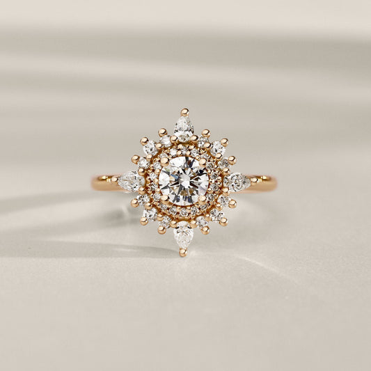 0.50 CT Round Cluster Moissanite Engagement Ring
