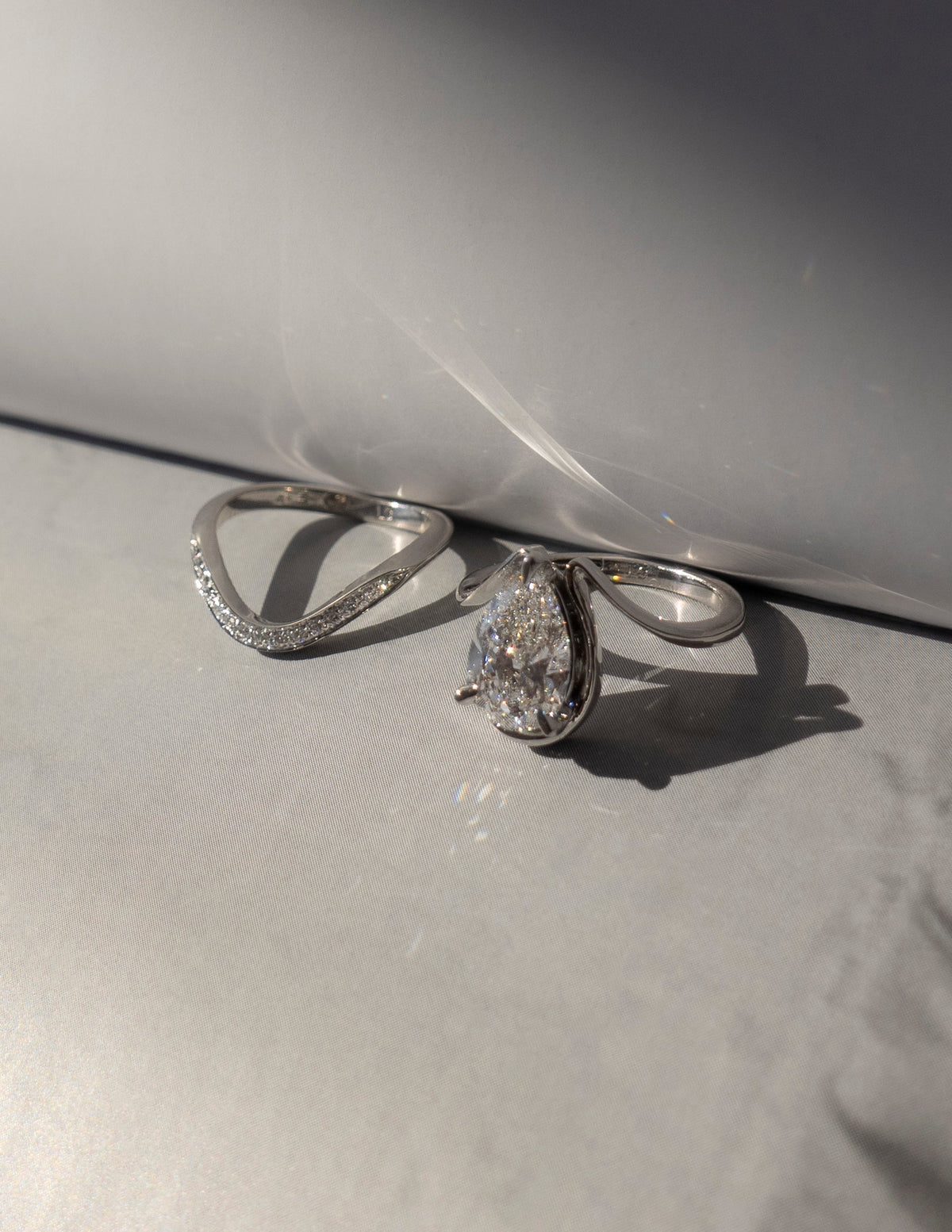 1.5 CT Pear Shaped Lab Grown Diamond Unique Style Engagement Ring
