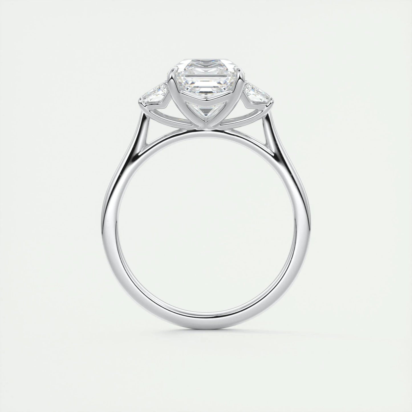 2.03 CT Asscher Cut Three Stone Moissanite Engagement Ring