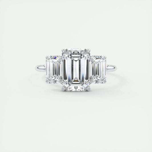 1.91 CT Emerald Cut Three Stone Moissanite Engagement Ring