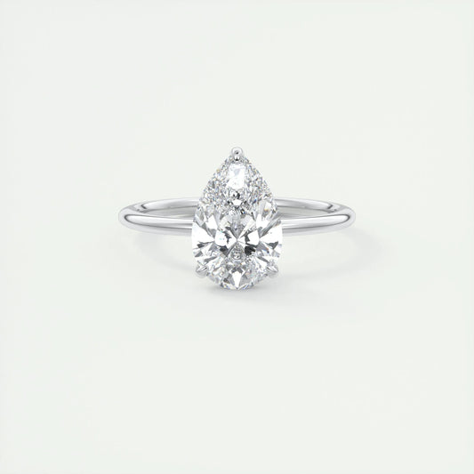 1.93 CT Pear Cut Solitaire Moissanite Engagement Ring