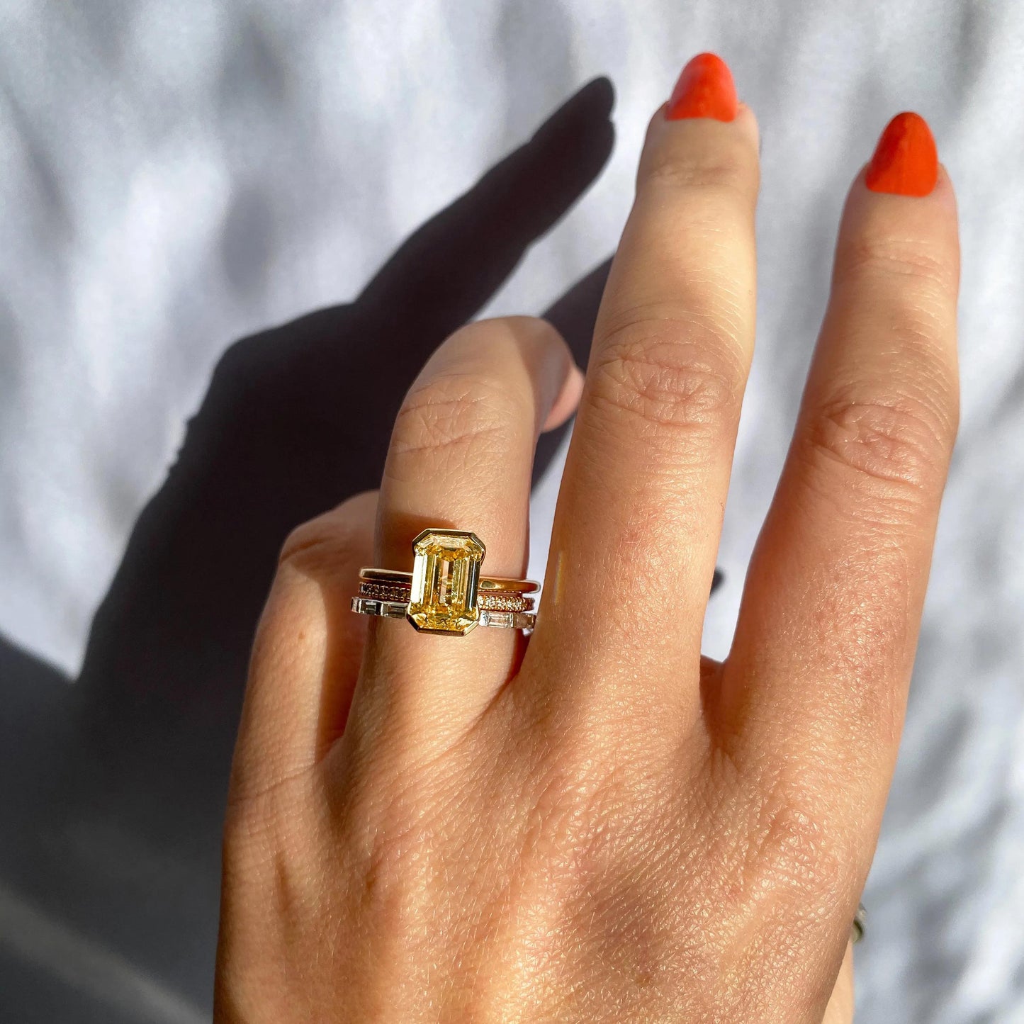 1.91 CT Emerald Half Bezel Solitaire Moissanite Engagement Ring