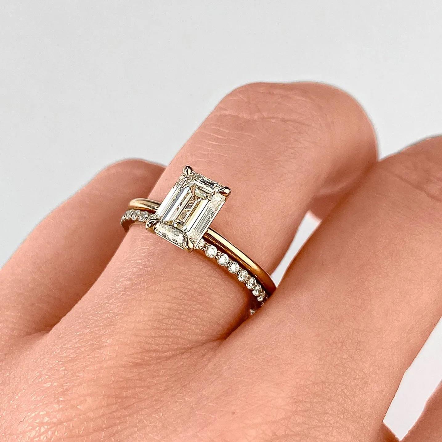 1.91 CT Emerald Cut Solitaire Moissanite Engagement Ring