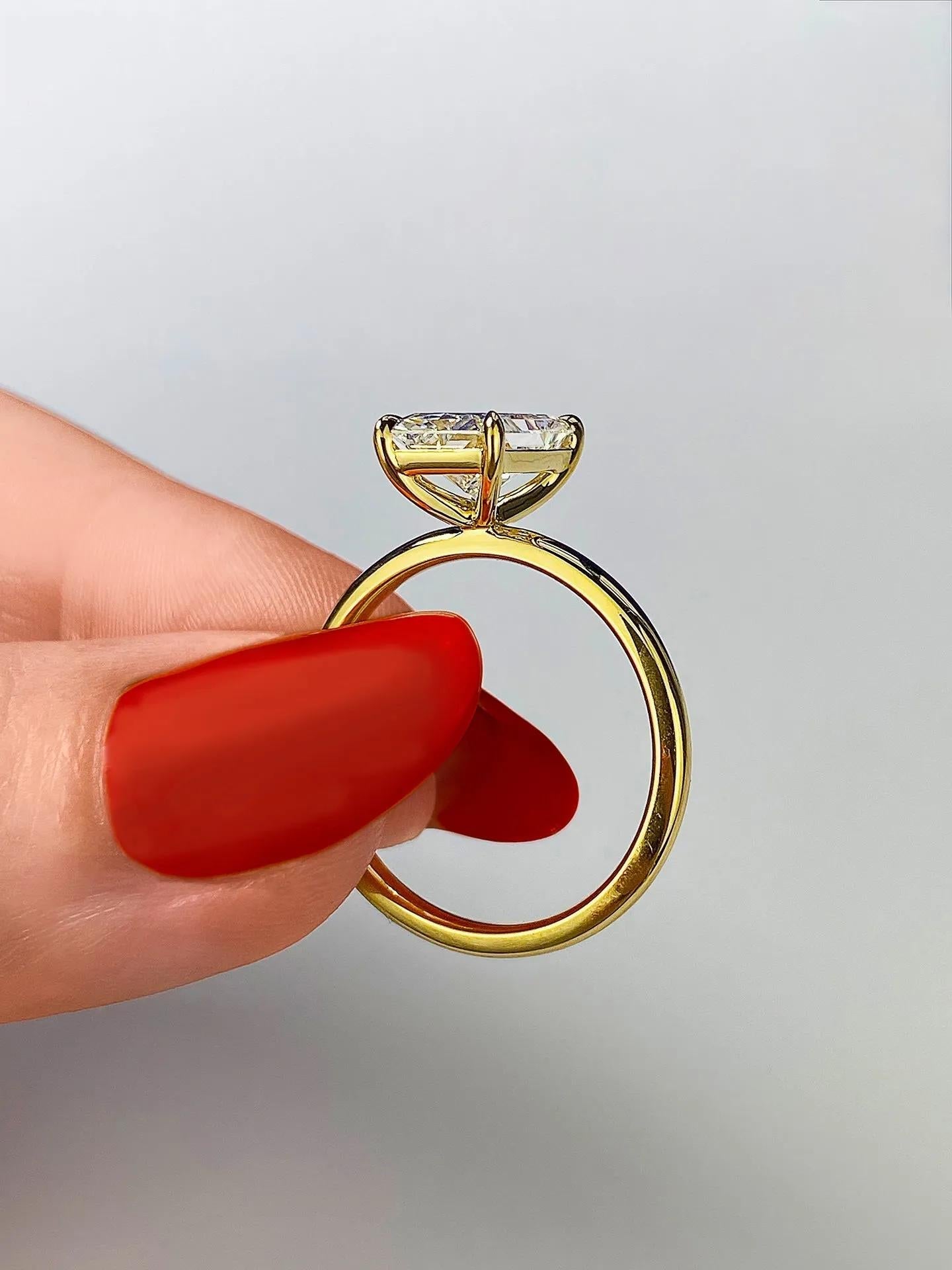 2.03 CT Asscher Cut Solitaire Moissanite Engagement Ring