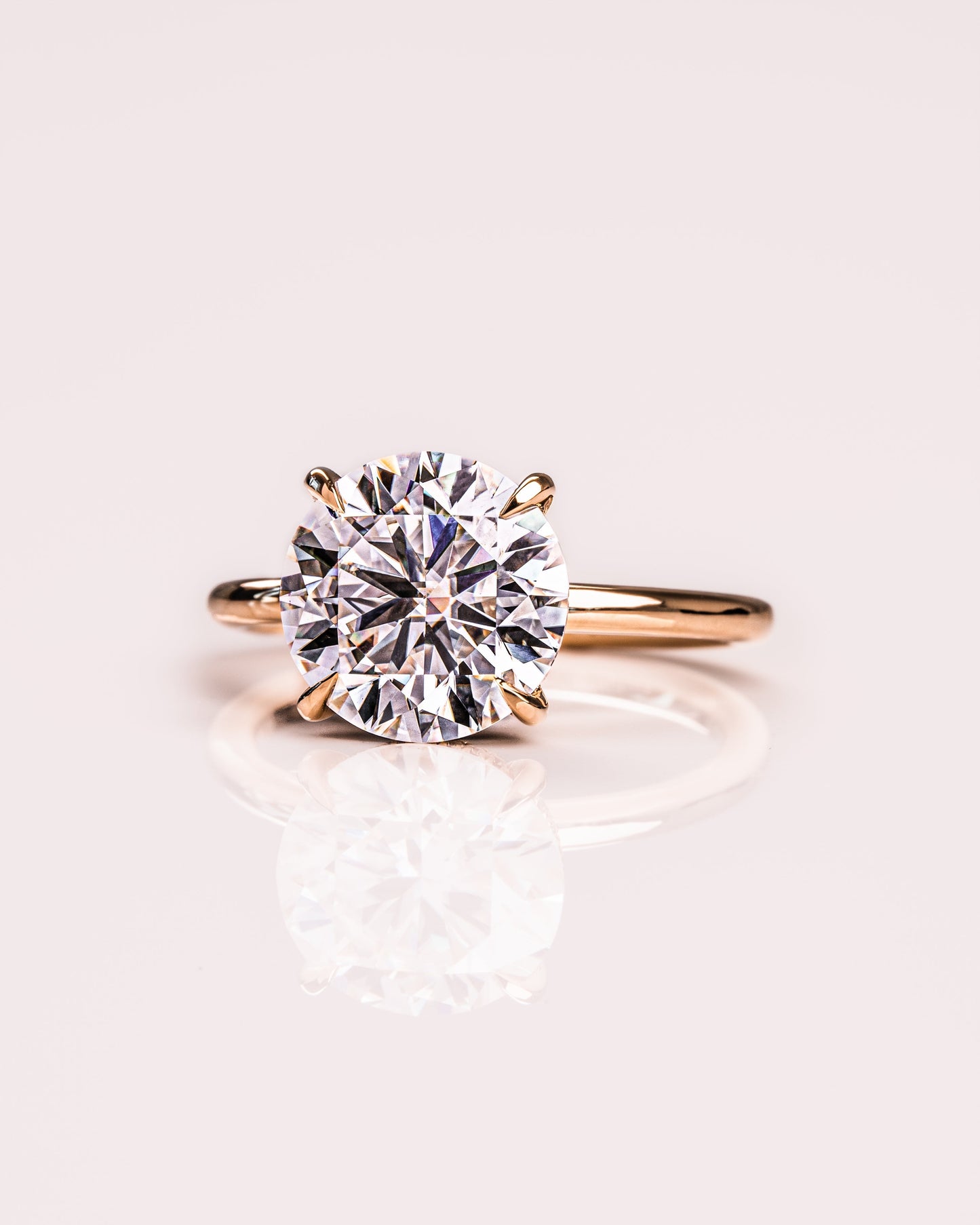 3.08 CT Round Cut Solitaire Hidden Halo Setting Moissanite Engagement Ring