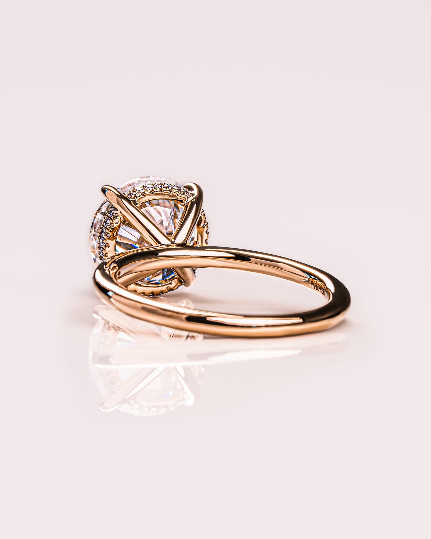 3.08 CT Round Cut Solitaire Hidden Halo Setting Moissanite Engagement Ring