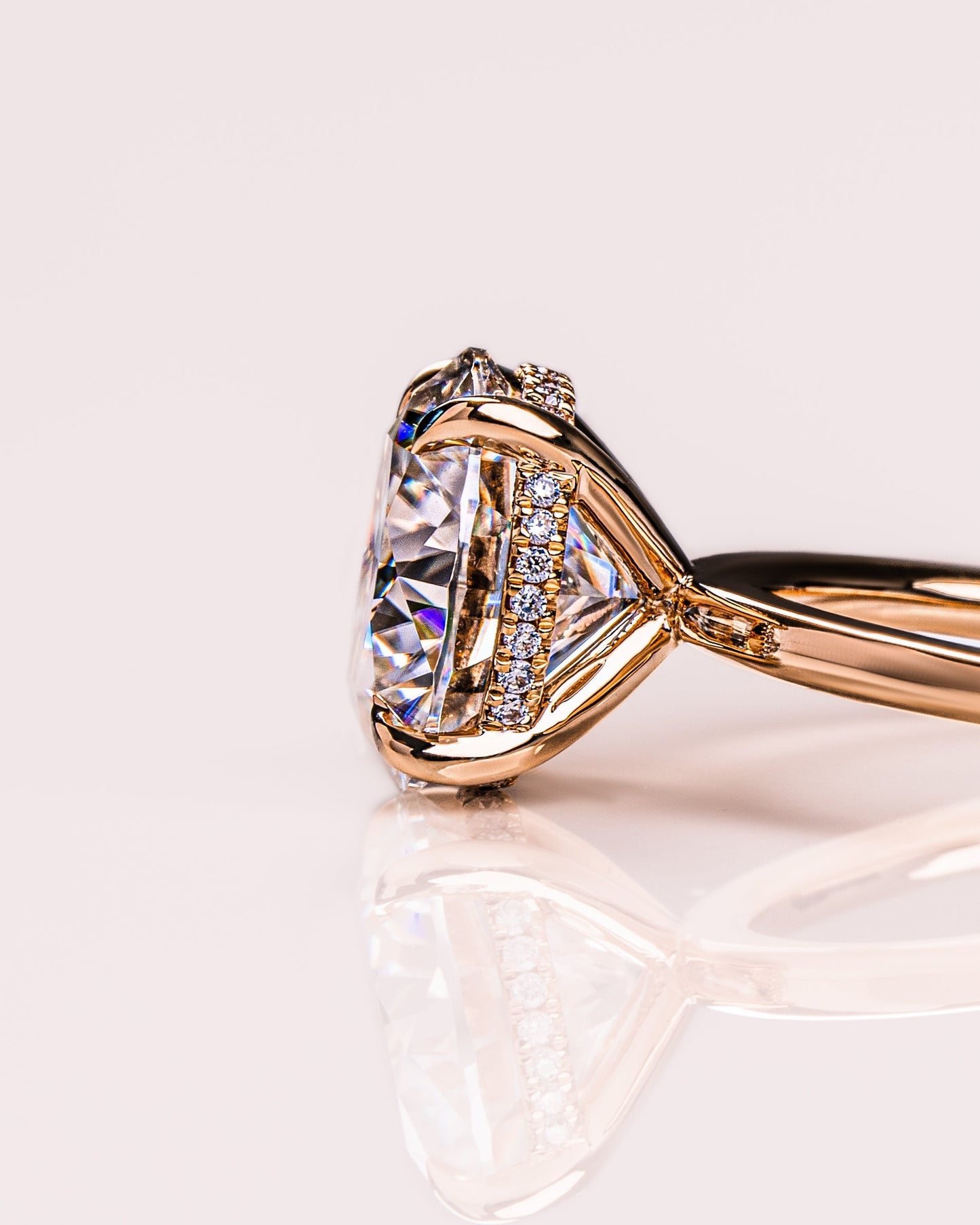 3.08 CT Round Cut Solitaire Hidden Halo Setting Moissanite Engagement Ring