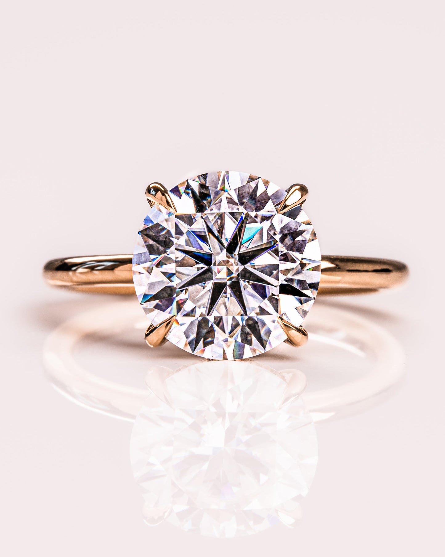 3.08 CT Round Cut Solitaire Hidden Halo Setting Moissanite Engagement Ring