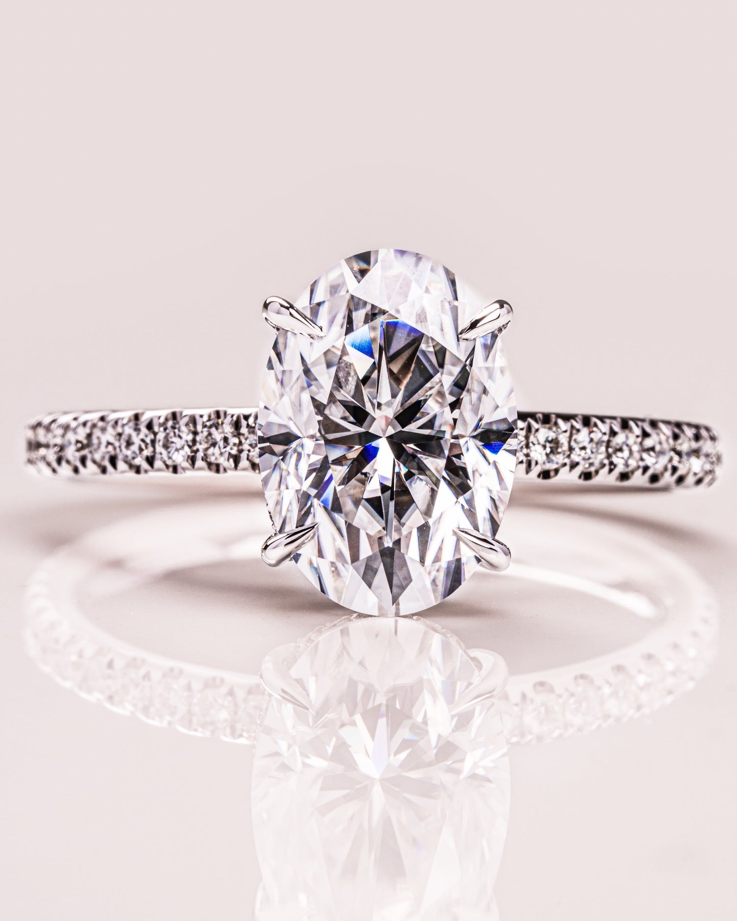 2.72 CT Oval Cut Solitaire Hidden Halo/Pave Setting Moissanite Engagement Ring