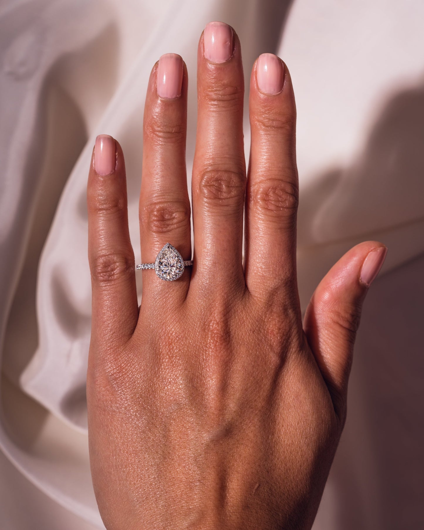 1.93 CT Pear Halo Pave Moissanite Engagement Ring