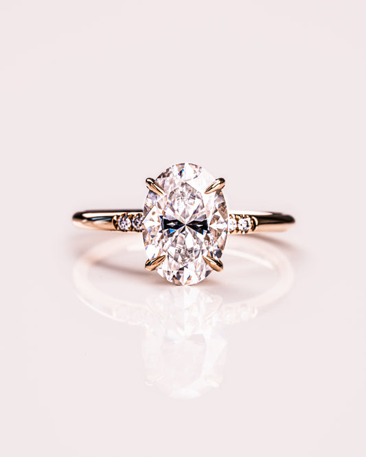 2.72 CT Oval Cut Solitaire Hidden Halo Setting Moissanite Engagement Ring