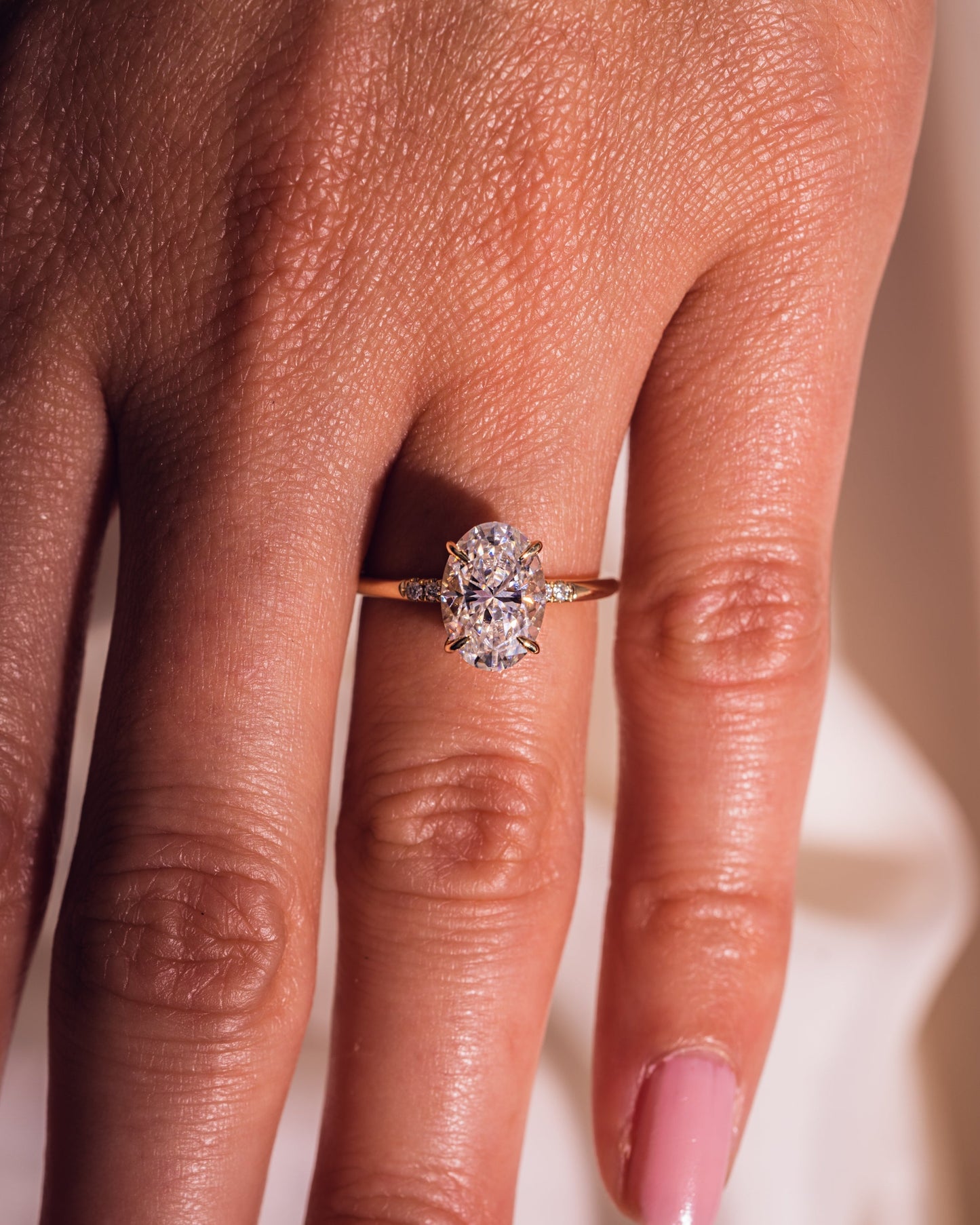 2.72 CT Oval Cut Solitaire Hidden Halo Setting Moissanite Engagement Ring