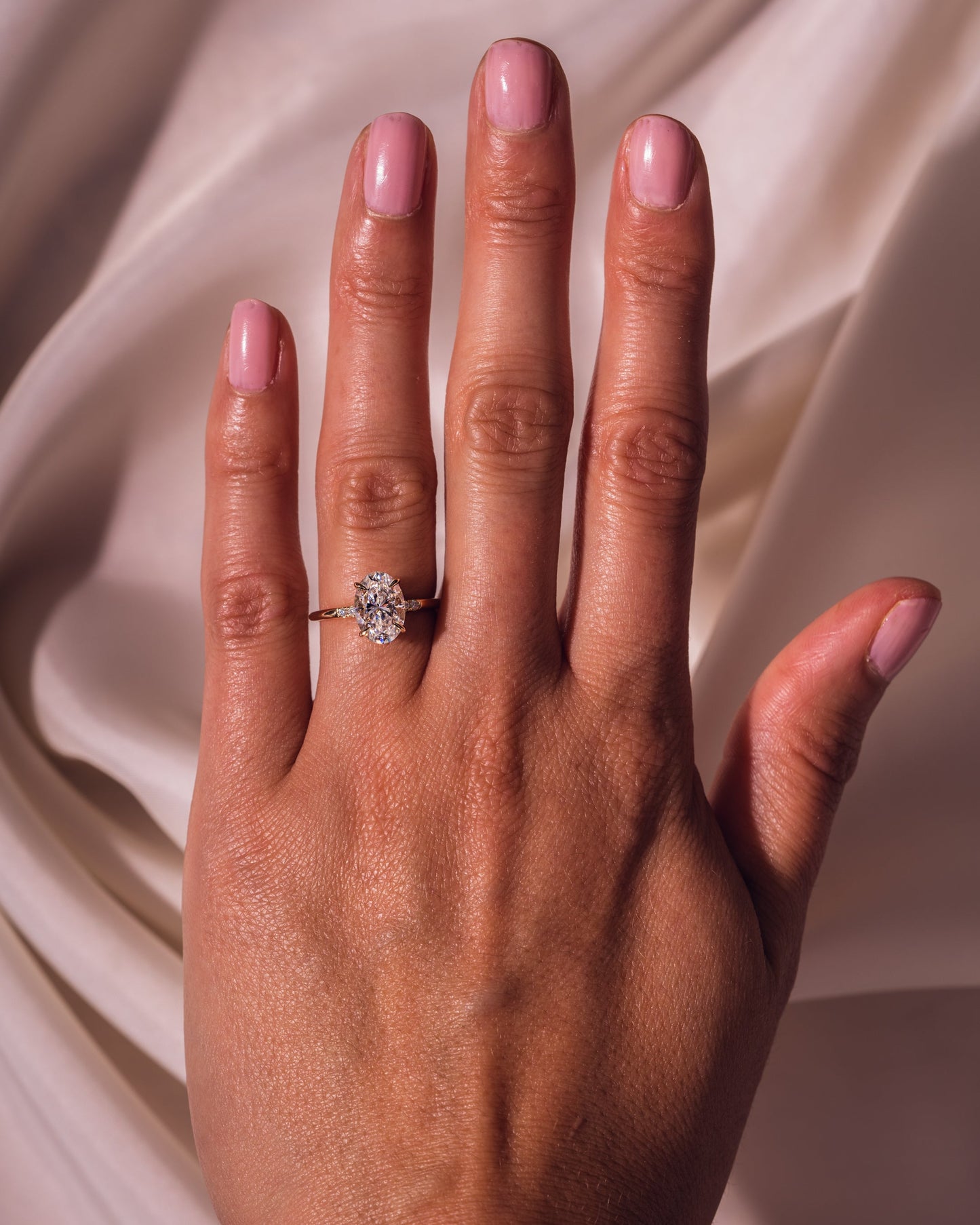 2.72 CT Oval Cut Solitaire Hidden Halo Setting Moissanite Engagement Ring