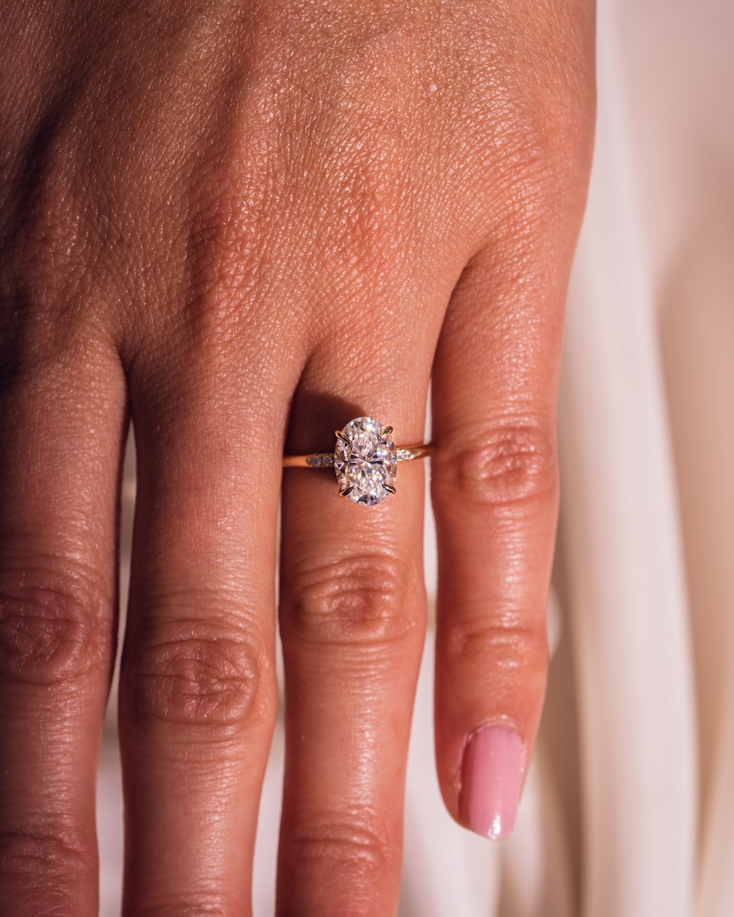 2.72 CT Oval Cut Solitaire Hidden Halo Setting Moissanite Engagement Ring