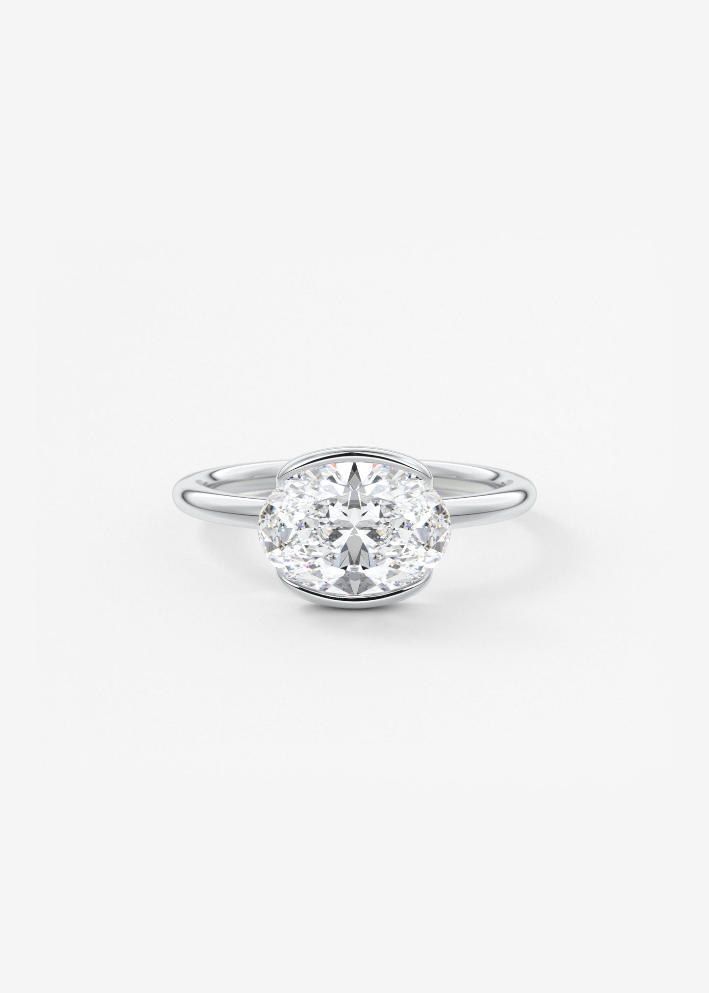 Oval Half Bezel Lab Grown Diamond Engagement Ring