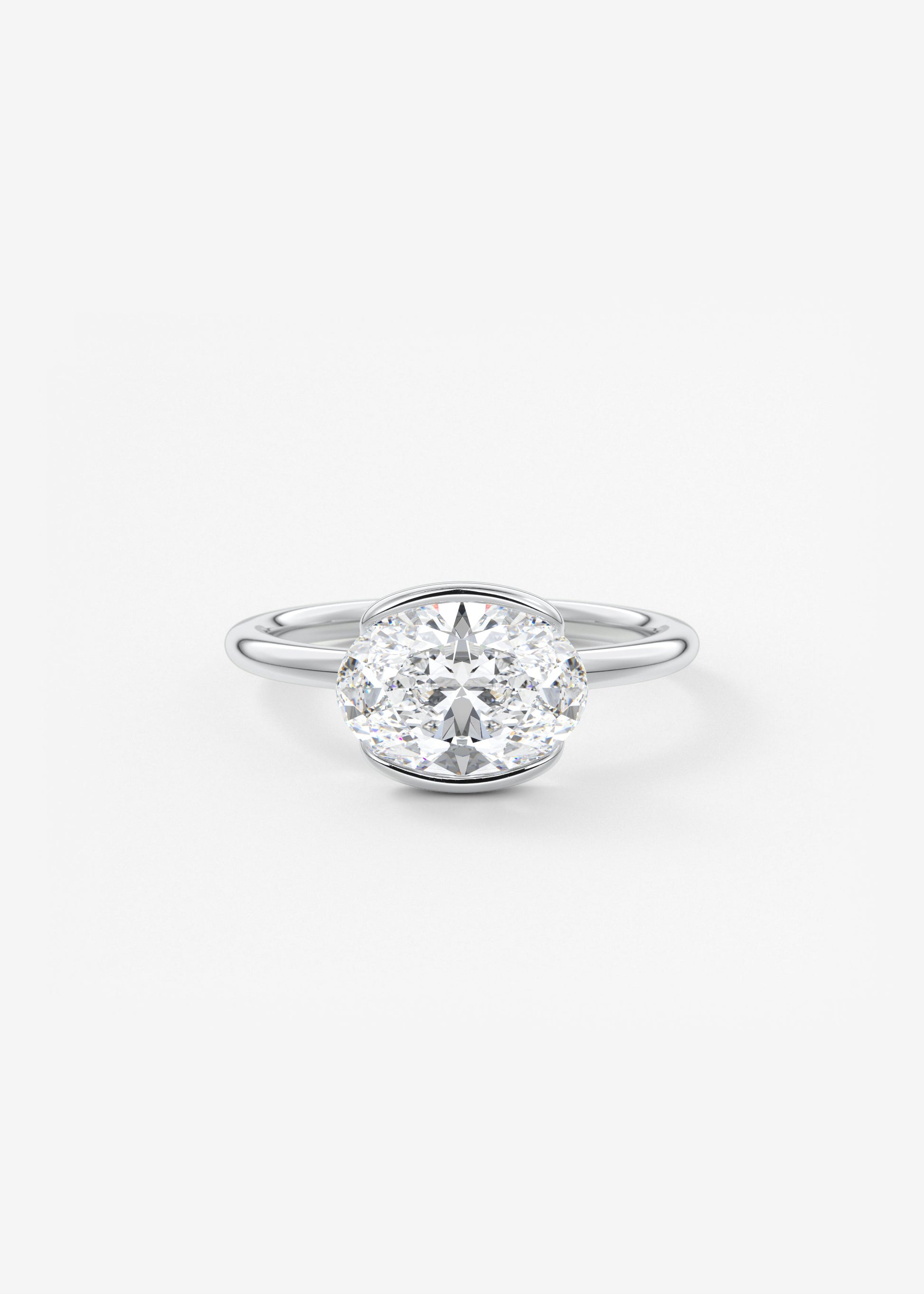 Oval Half Bezel Lab Grown Diamond Engagement Ring
